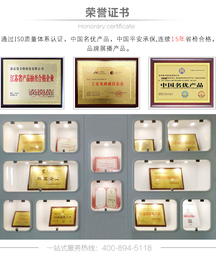 曼卡特多次获权威认证和多项荣誉证书！